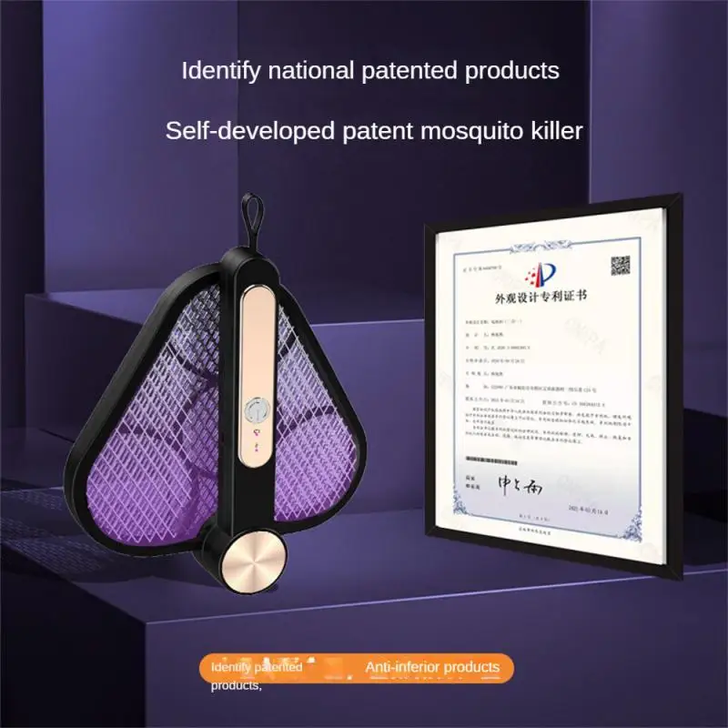 

Mute Summer Bug Zapper Trap 2-in-1 Usb Charging Repellent Lamp Racket Folding Low Noise Mosquito Killer Super Electric Shock