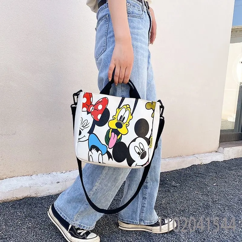 Disney Woman's Shoulder Bag Mickey Mouse Canvas Crossbody Bag for Girl Cute Large Capacity High Quality Durable Free Shipping