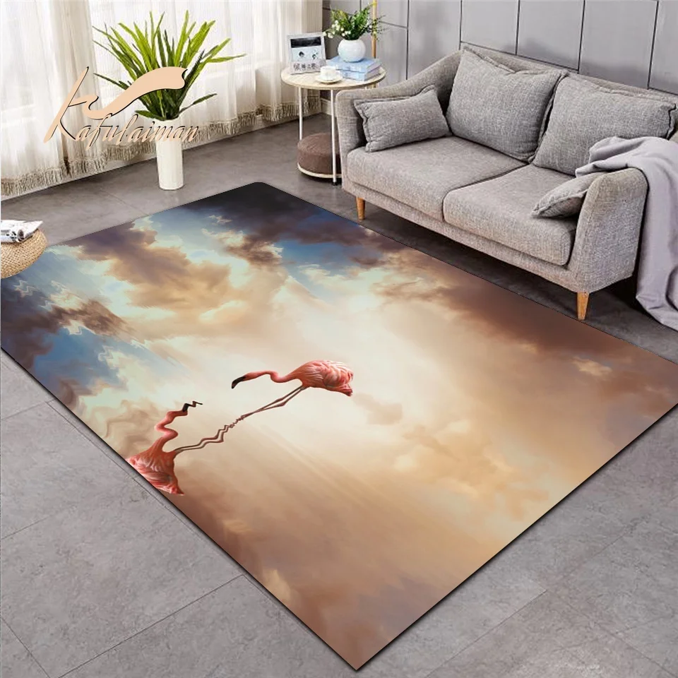 

Printed Fashion Flamingo Tropical Leaf Leaves Carpet Bedroom Large Area Rug Non-slip For Living Room Home decora