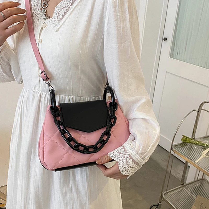 

Оксфордская сумка-мешок контрастных цветов для женщин, дизайнерская сумка через плечо с цепочками, сумка на плечо, дизайнерская сумочка, ко...