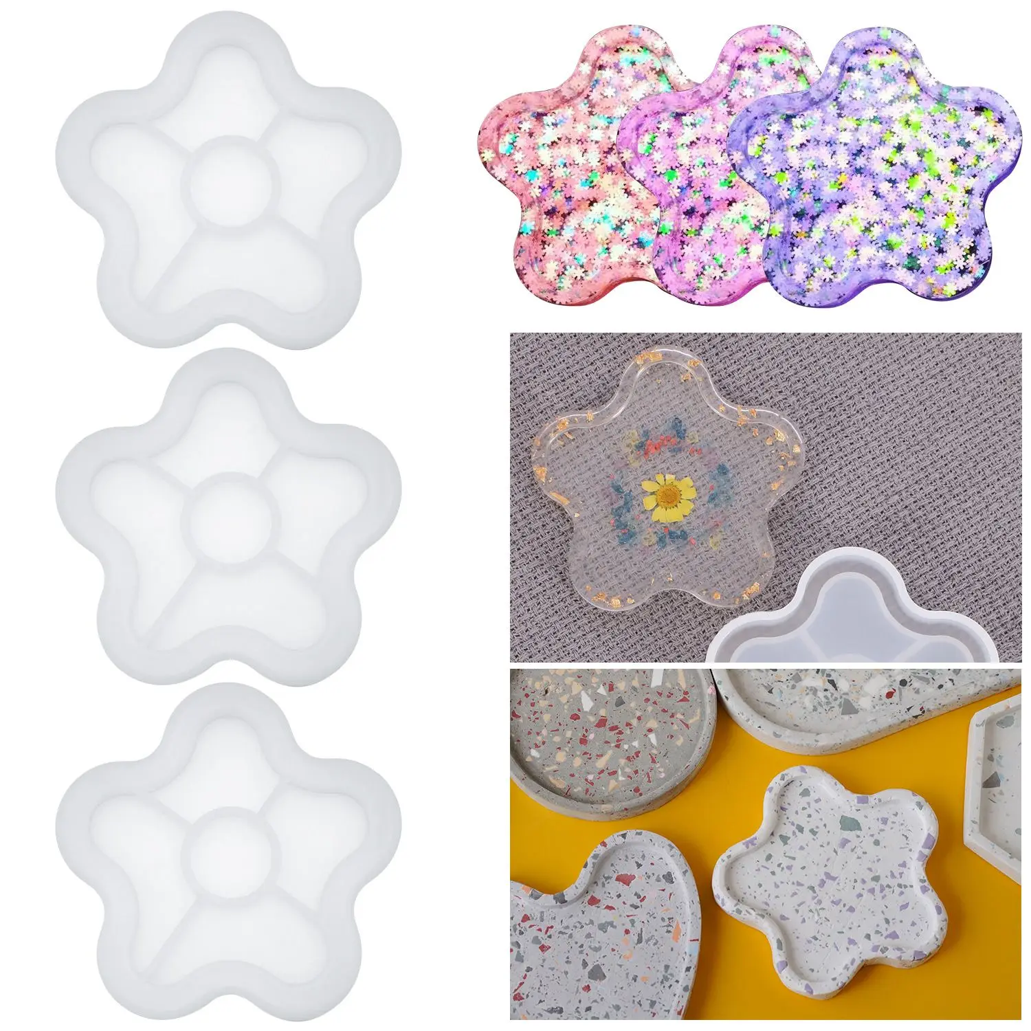 

3PCS DIY Casting Resin Crafts Jewelry Making Tools Silicone Moulds Cup Mat Mould Resin Mold Coaster Mold