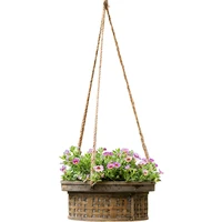 bamboo handmade woven flower pot basket wall hung basin hanging chlorophytum green radish wall hanging flower arrangement