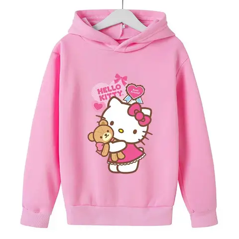 Детская одежда Hello kitty, толстовка для девочек, одежда для малышей, кавайный пуловер, одежда для девочек, куртка