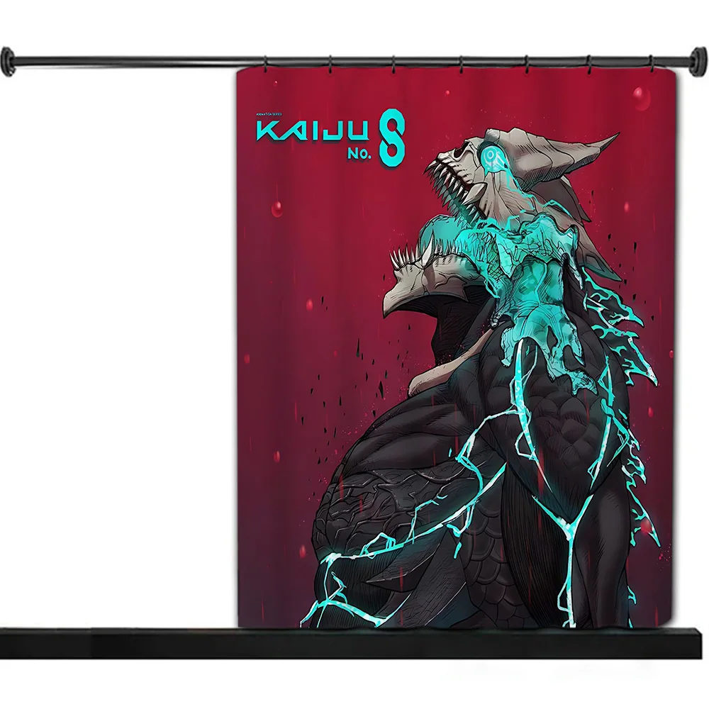 Занавеска для душа с рисунком Аниме K-Kaiju No.8 Водонепроницаемые Яркие шторы ванной