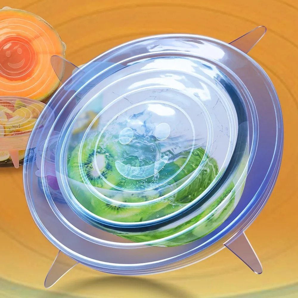 Силиконовая крышка для пищевых продуктов эластичная регулируемая герметичная