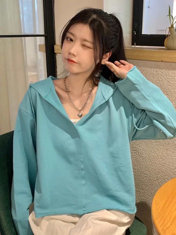 

Women's fall/winter new style loose outer wear all-match pullover jacket with zipper casual with hood
