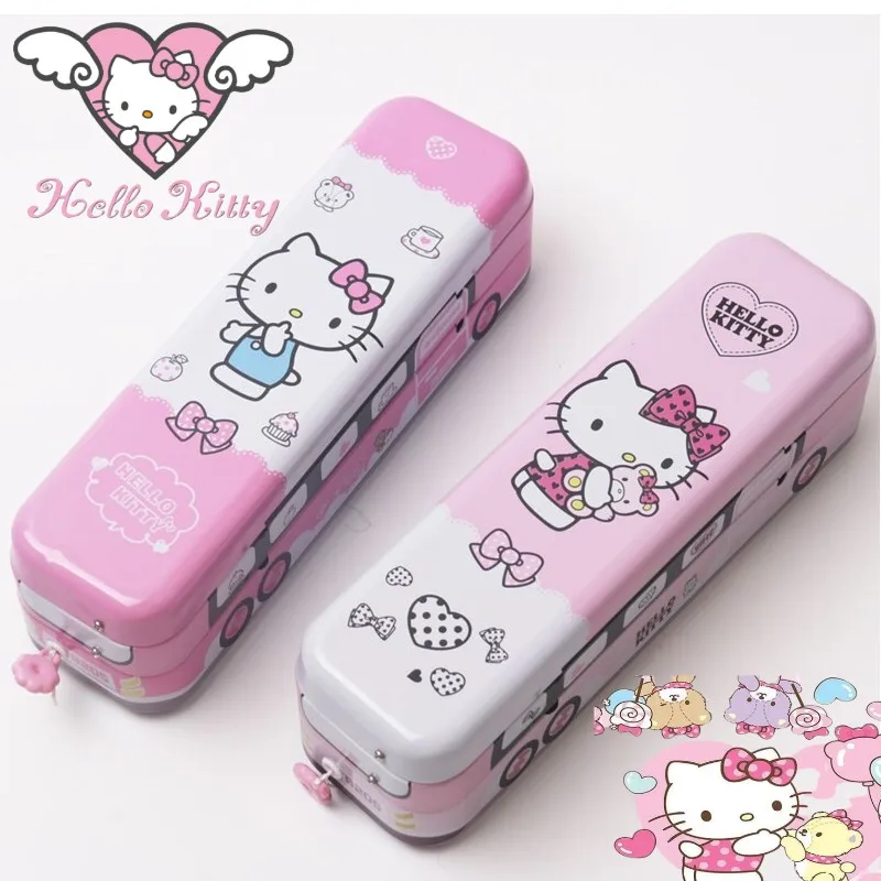 Box Cartoon Character Car Bus Tin Pencil Box Kawaii School L