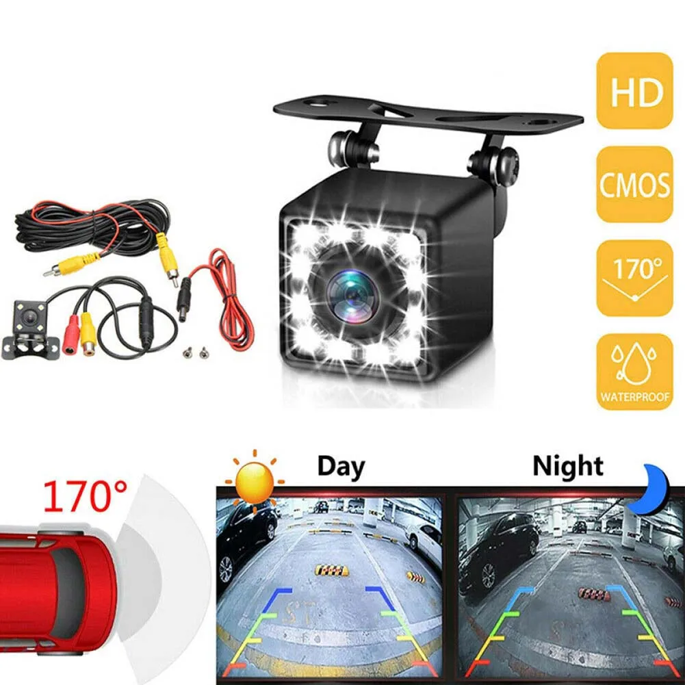 

12 Led Night Vision Car Rear View Camera 170 Wide Angle HD Reverse Parking Camera Waterproof LED Auto Backup Monitor Universal