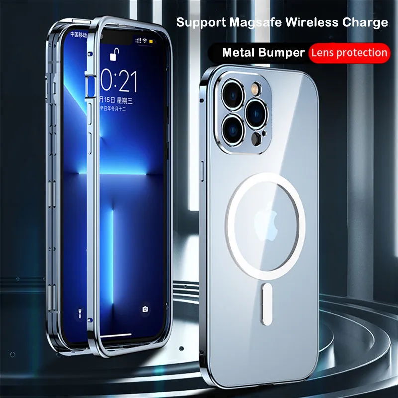 

Luxury Aluminium Alloy Magsafe Metal Frame Cases for Iphone 13 Pro 13 Pro Max 13 Support For Magnetic Wireless Charging Fundas