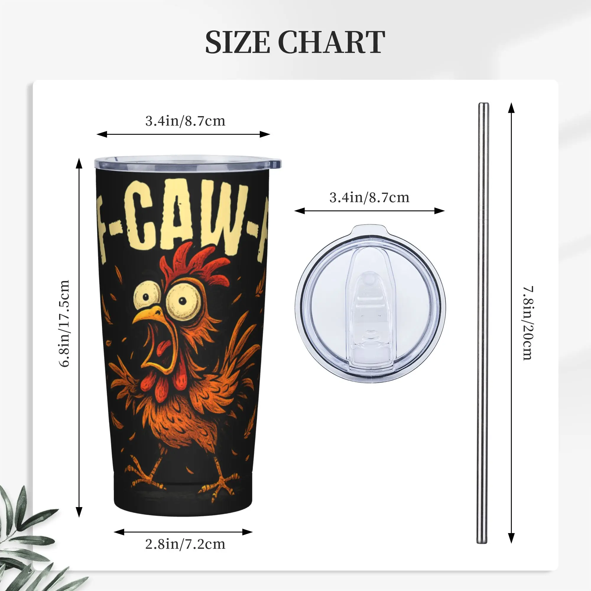 Фото Термокружка F-Caw-F Chicken FCAWF с вакуумной изоляцией, 20 унций, с двойными стенками, защита от проливания, с крышкой и соломинкой, бутылка-стакан №3
