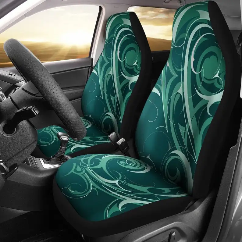 

Green Tribal Abstract Swirls Car Seat Covers Pair, 2 Front Seat Covers, Car Seat Covers, Car Seat Protector, Car Accessory, Poly