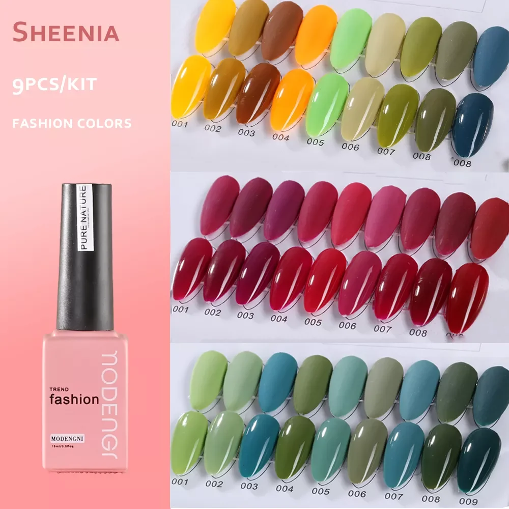 

NEW2022 Gel Polish Set 9PCS Kit Semi Permanent Soak Off Base Top Coat For Manicure Hybrid Varnishes Poly Nail Gel Art Free Card