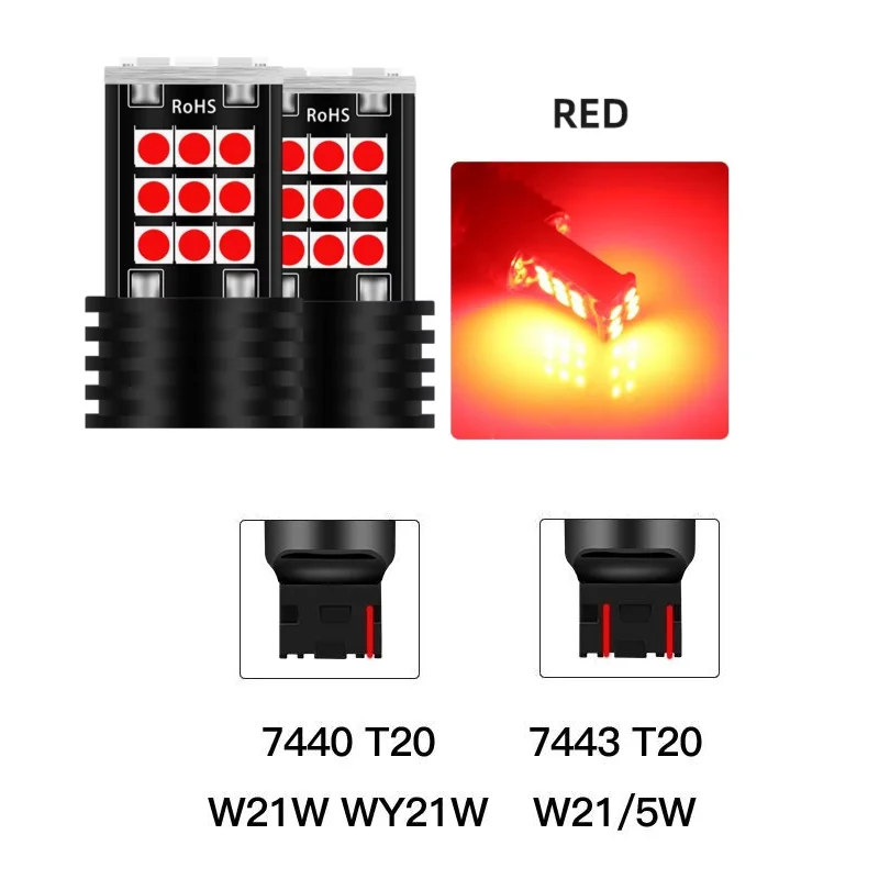 

2 шт. T20 7443 7440 3030 24SMD светодиодный лампы автомобильные лампы стоп сигнала задние фары красный желтый белый 12В