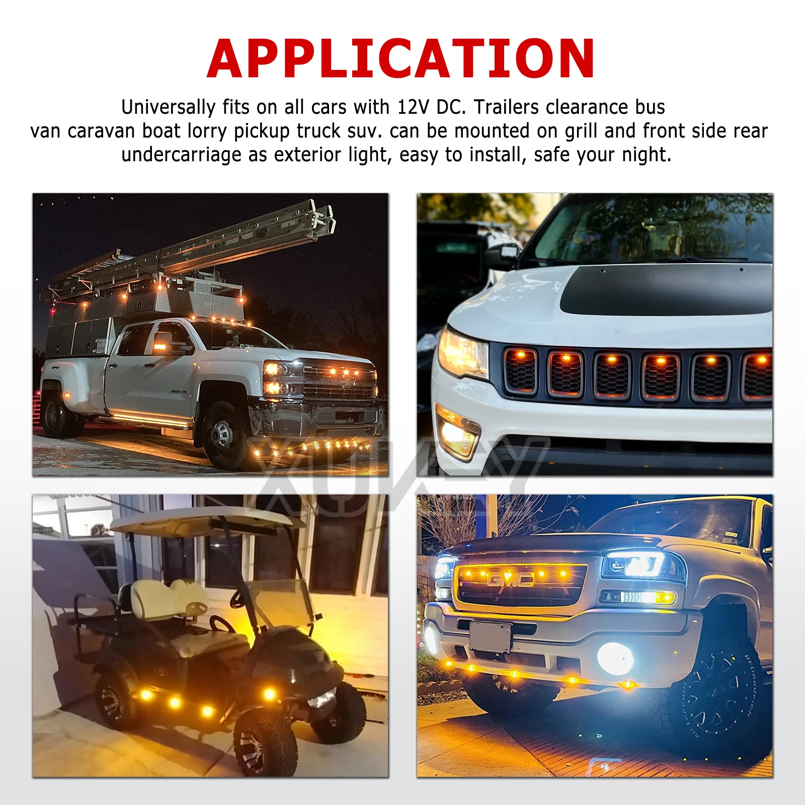 8x Universal 12V Front Grille Light Kit Amber Led Eagle Eye Bulb Running Truck Mark Lamp Grill Fog Rock Hawkeye DRL Raptor Style images - 6