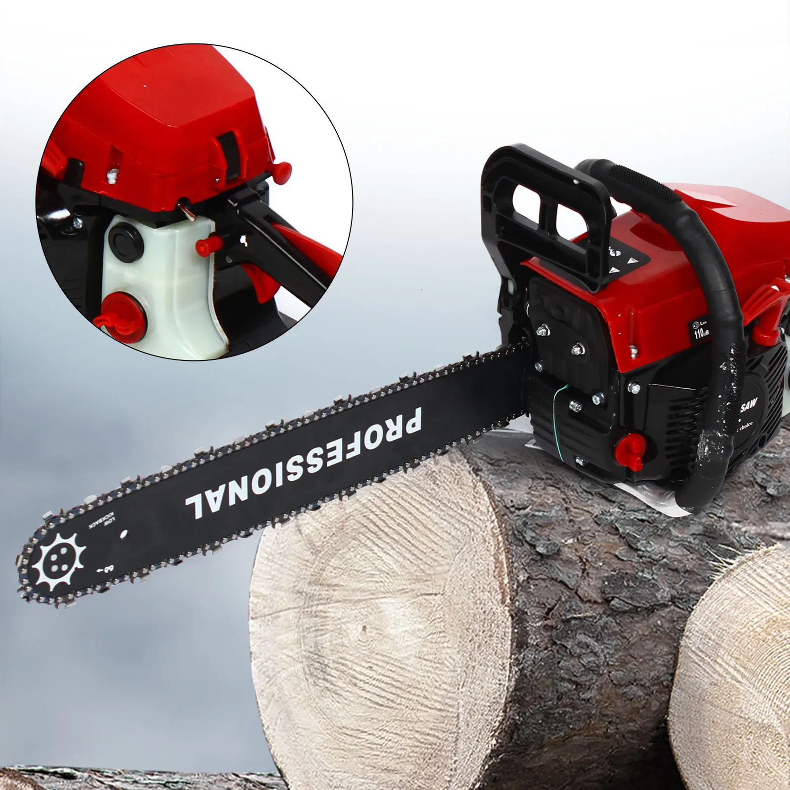 62cc Gas Powered Chainsaw 20in 2Stroke Gasoline Chain Saw 2 Cycle Engine Cutting Saw Gas Powered