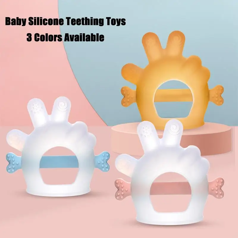 

Infant Palm Teething Toy Anti-Drop Silicone Mitten Teething Toy For Soothing Sore Gums Food Grade Silicone Teethers For Babies 6