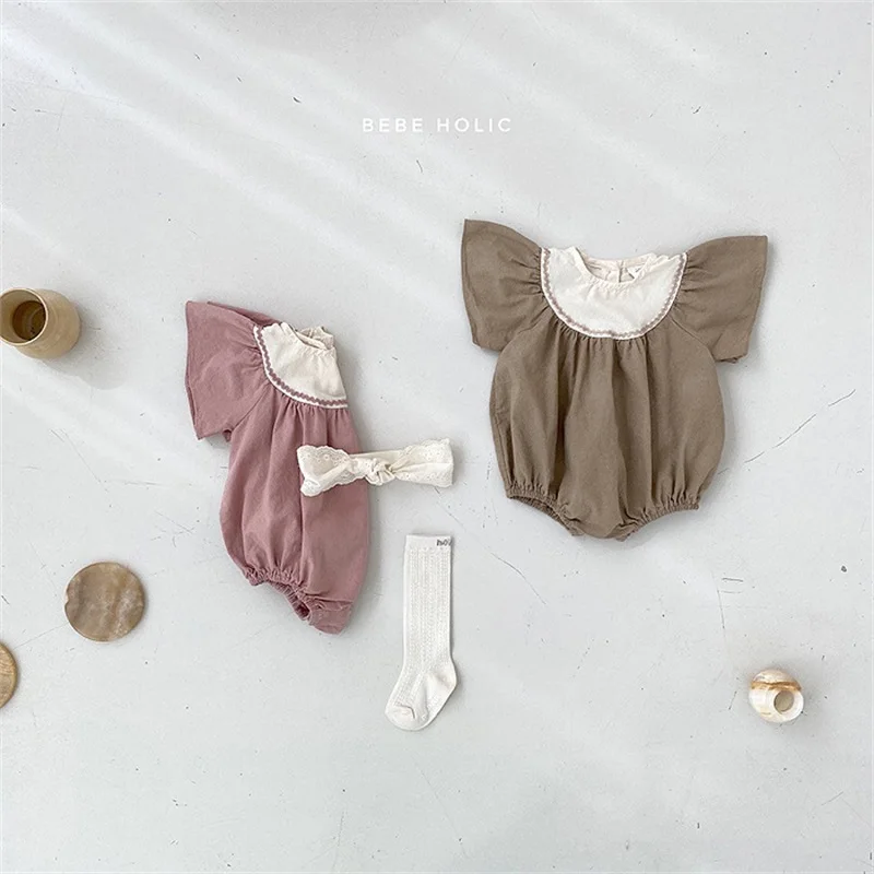

Summer Baby Kids Bodysuits Ruffle Sleeve Infants Onepiece Clothes Girls Playsuits