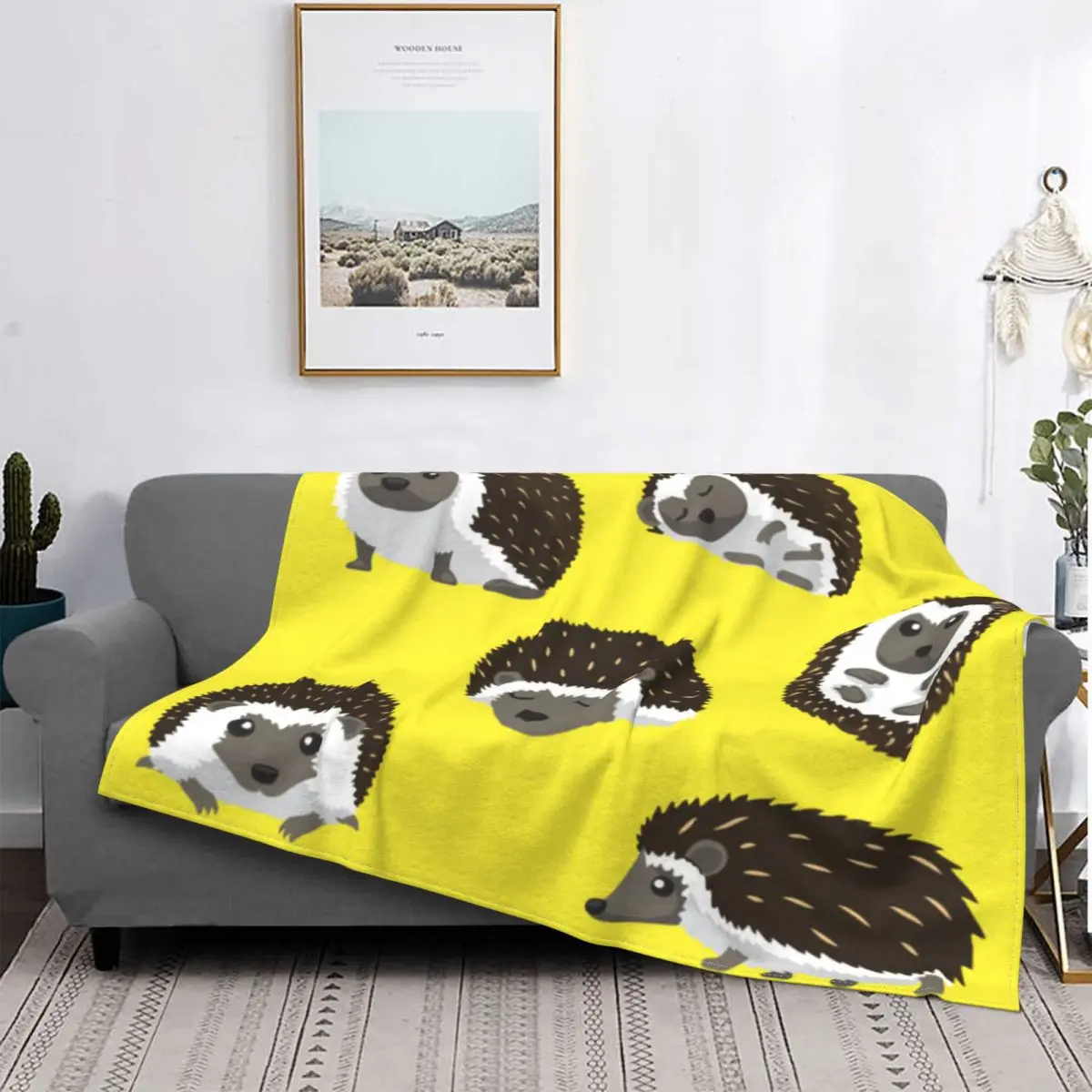 

Flannel Fleece Blanket Soft Cozy Plush Blanket for Teens Girls Adult Throw Blanket for Sofa Couch with Hedgehog Design Children