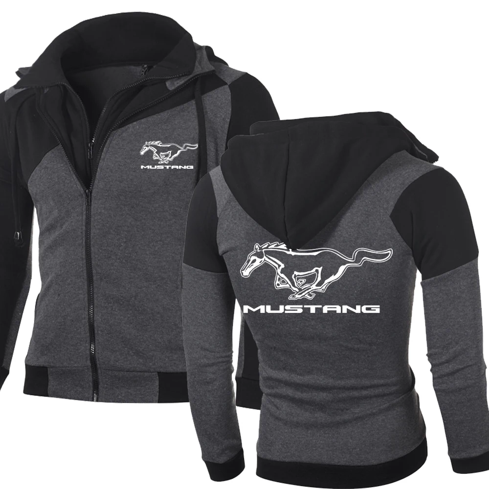 

New Spring Autumn Jacket Men Mustang Sweatshirt Hoodies Fleece Cotton Zipper Hoody Harajuku Male Coat