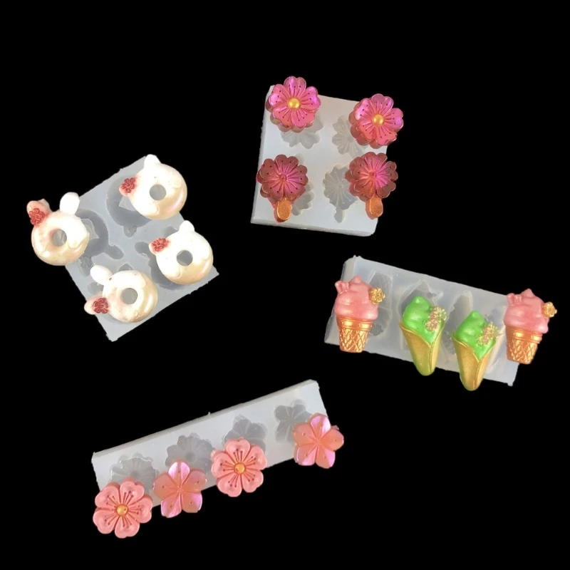 

Ice Cream Doughnut Flower Molds DIY Resin Ear Stud Earring Jewelry Silicone Mold Fondant Cake Decorating Tool Epoxy Casting Mold