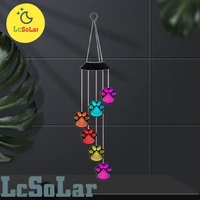 wind chime solar paw print wind chimes outdoor indoor color changing light s hook for bedroom patio deck yard garden home decor