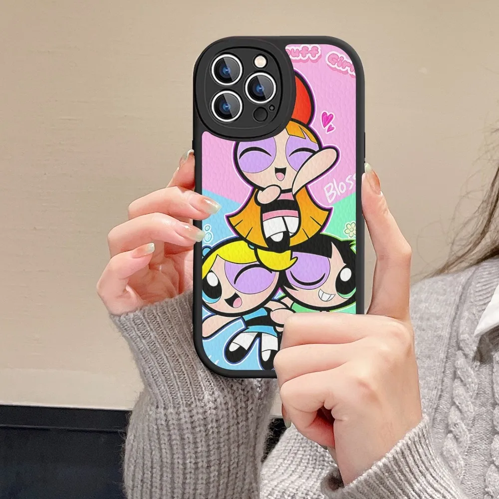 Cute Cartoon P-Powerpuff Girls Mobile Phone Case Hard Leather For IPhone 16 15 14 13 12 11 Pro Max Xs X Xr 7 8 Plus Fundas