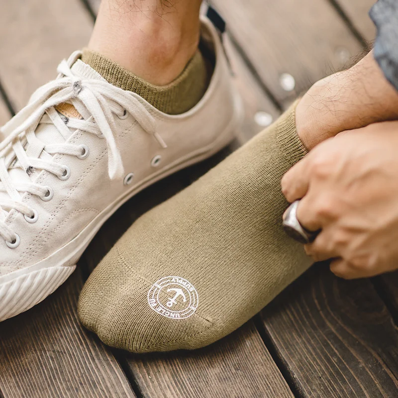 

Мужские хлопковые носки Maden, Нескользящие силиконовые невидимые до щиколотки, белые, хаки, синие, 3 пары, летние