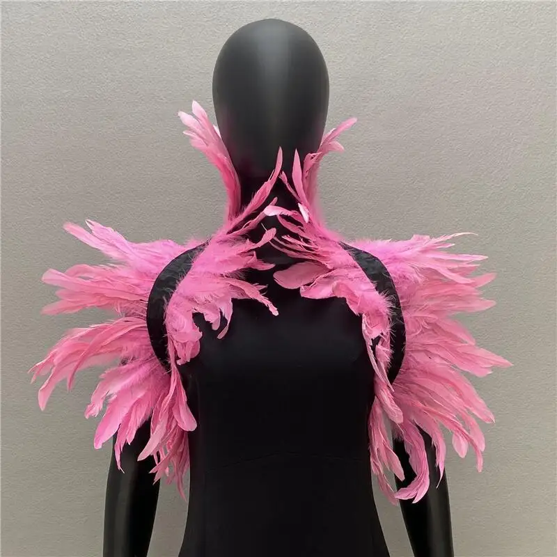 Long Faux Fur Shawl Gothic Feather Shawl Performance Prom Shawl Halloween Party Costume Accessories