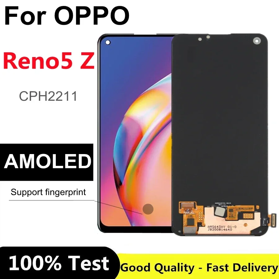6 43 'ɺMOLED для Oppo Reno5 Z ЖК-экран сенсорная панель дигитайзер в сборе OPPO Reno 5Z CPH2211