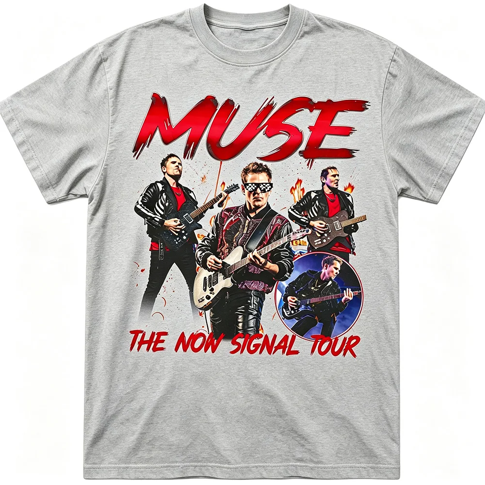 Фото Футболка унисекс Muse Band в стиле рок-метал, американский уличный винтаж, летняя повседневная, с коротким рукавом №3