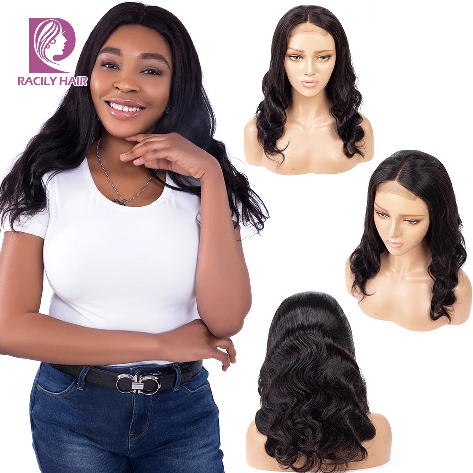 Body Wave Human Hair Wig T Part Lace Closure Wigs For Women #1B Transparent 4x1 Lace Closure Brazilian Remy Hair Wigs PrePlucked