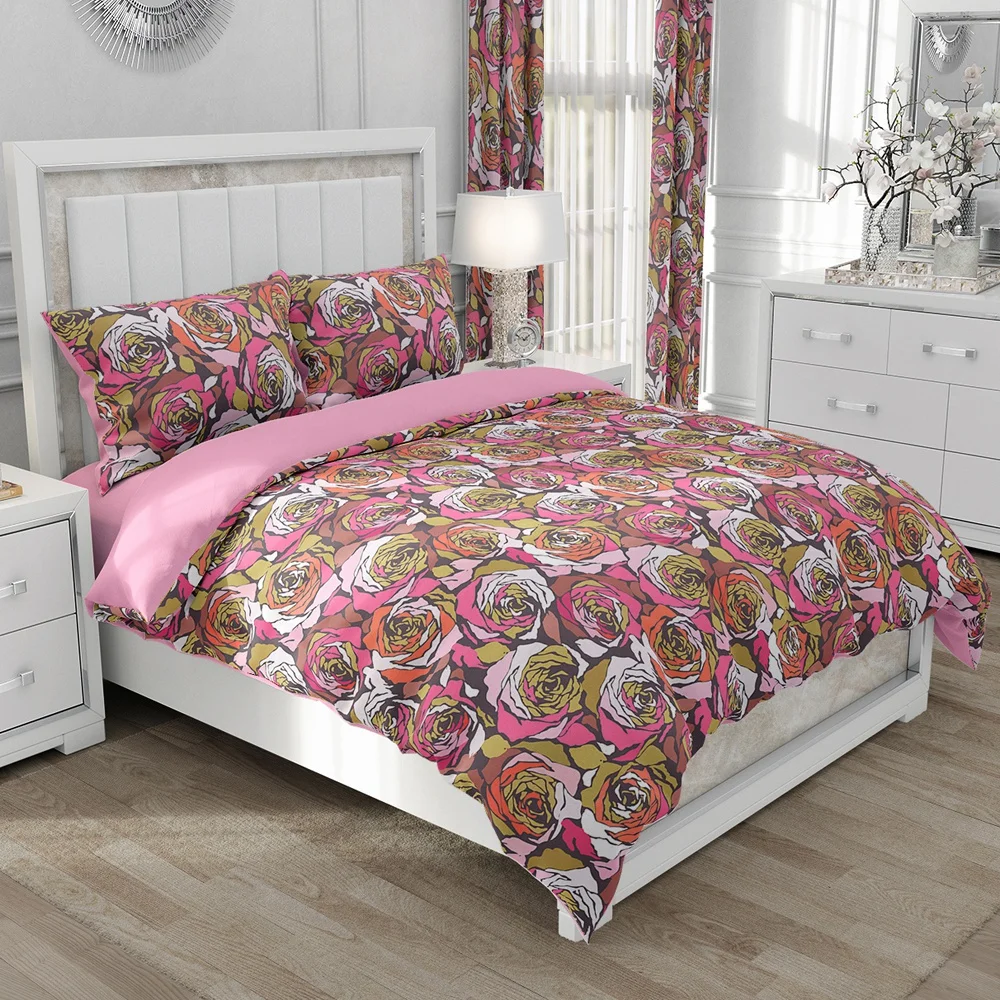 

Nordic Linen Bedding set Duvet cover set 140x200/240x220 size Bed Set Blanket/Quilt Covers for home Bedclothes Pink floral