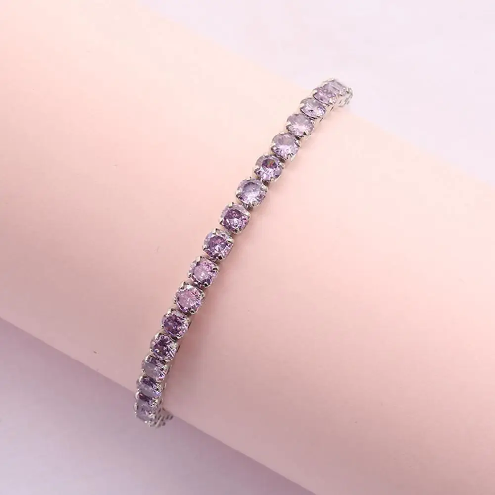 

Chic Bracelet Rhinestone Delicate Exquisite Multicolor Sparkling Dress-up Ravishing Tennis Bracelet Women Wrist Jewelry for Fema