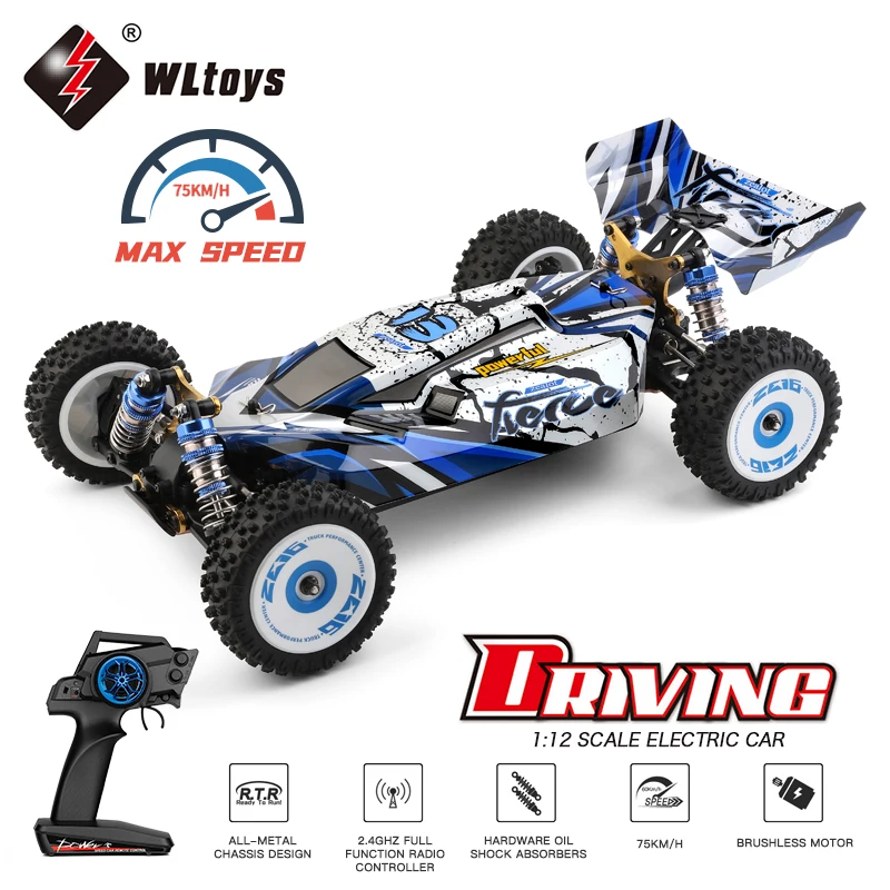 WLtoys 124017 124016 2.4G Racing RC Car 75KM/H Brushless 4WD Electric High Speed Off-Road Drift Remote Control Toys for Children