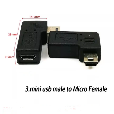 Кабель-адаптер Micro USB - Mini USB 90 градусов  AQJG