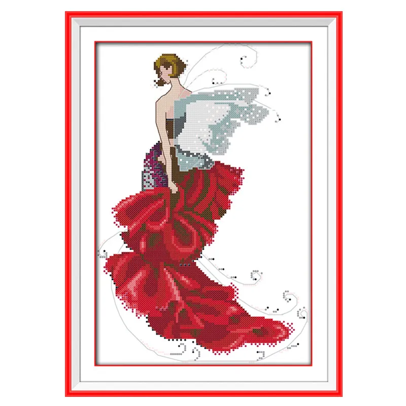 

Flower fairy (5) cross stitch kits cartoon beauty people Aida count 14ct 11ct printed embroidery DIY handmade needlework supply