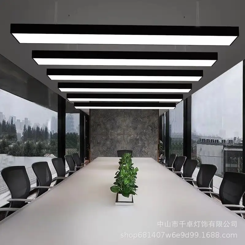 Черная светодиодсветодиодный офисная Потолочная люстра лампа-полоса для студии