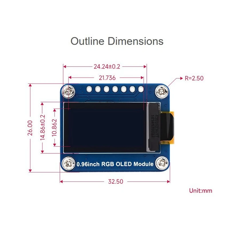 Модуль RGB OLED-дисплея металлический 0 96 дюйма разрешение 64X128 интерфейс SPI