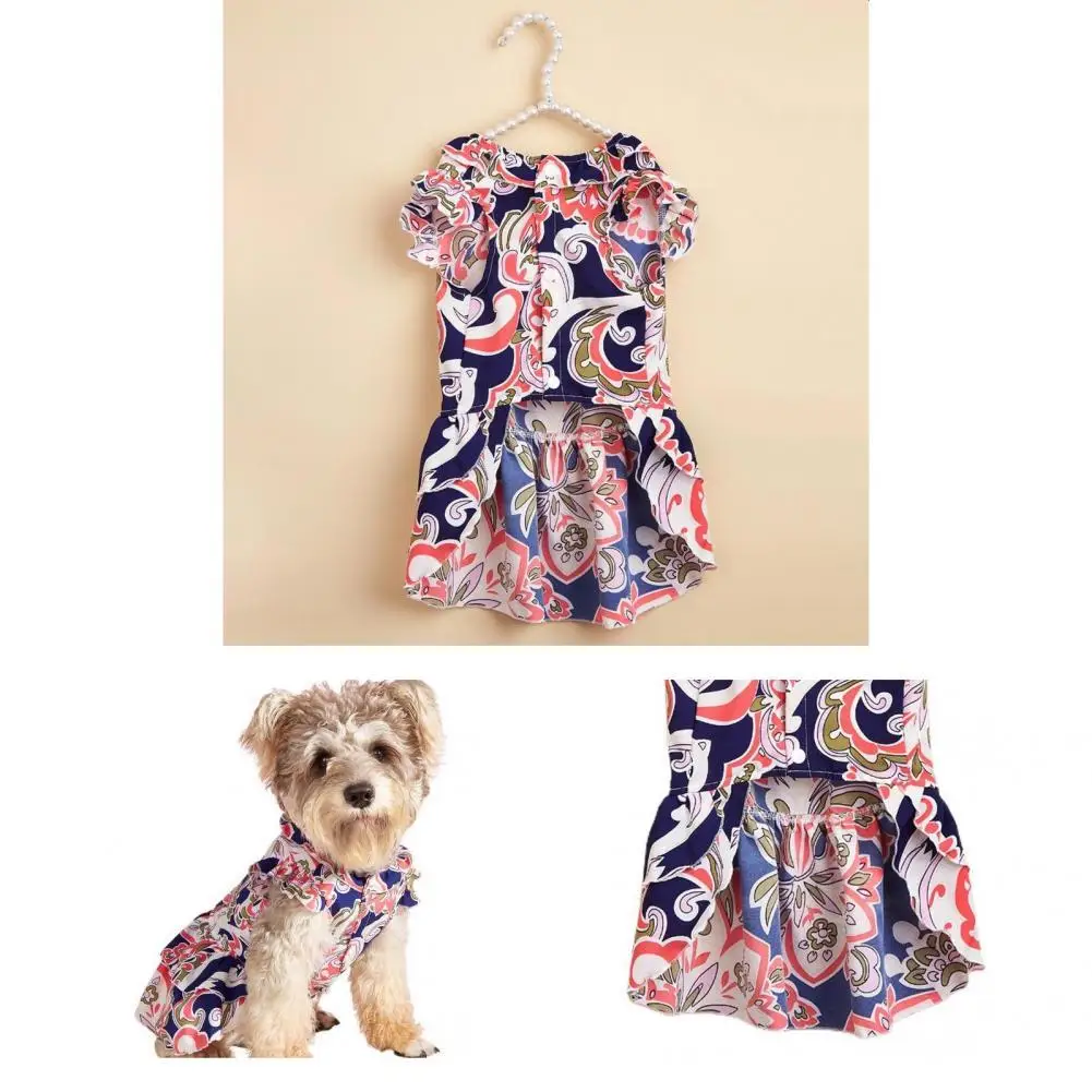 

Pet Dress Modern Washable Charming Ethnic Style Small Dog Cat Clothing for Spring Pet Apparel Pet Dress