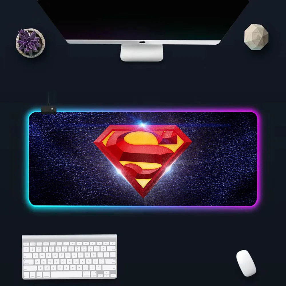 

DC Hero superwoman superman RGB Pc Gamer Keyboard Mouse Pad Mousepad LED Glowing Mouse Mats Rubber Gaming Computer Mausepad