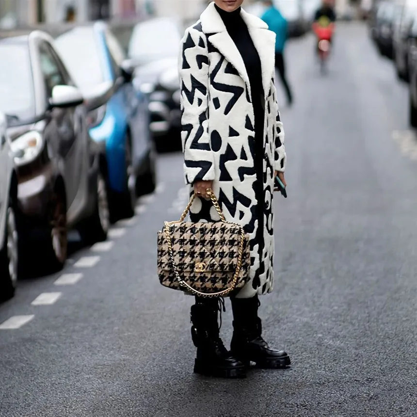 

2022 New Fall Winter Fashion Printed Warm en Coat Women
