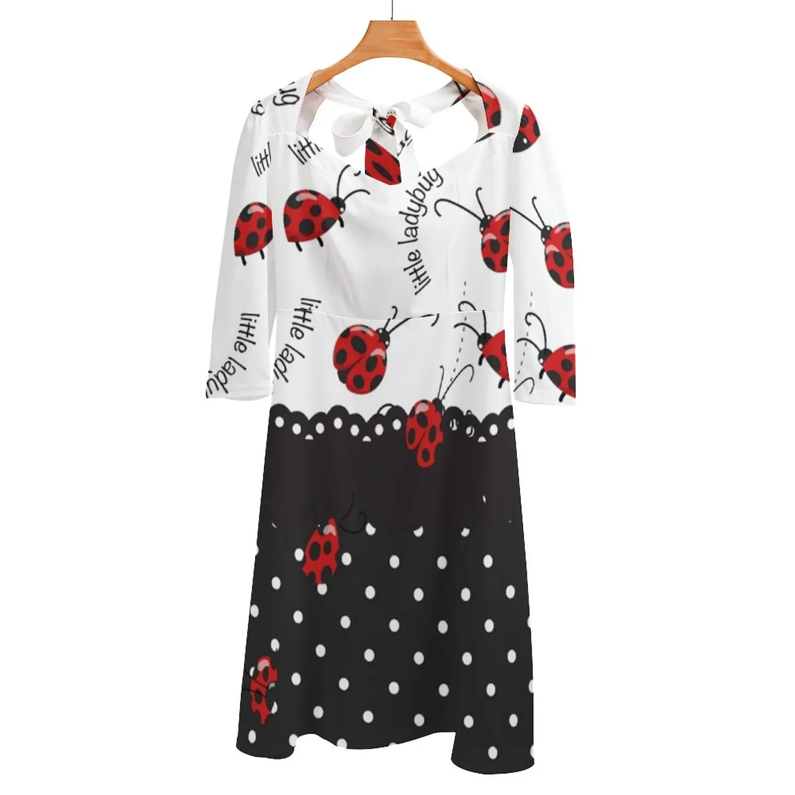 

Entwined Back Lacing Backless Dress Square Neck Dress Sweetheart Knot Flared Dress Lady Bug Ladybird Polka Dots Dots Buy