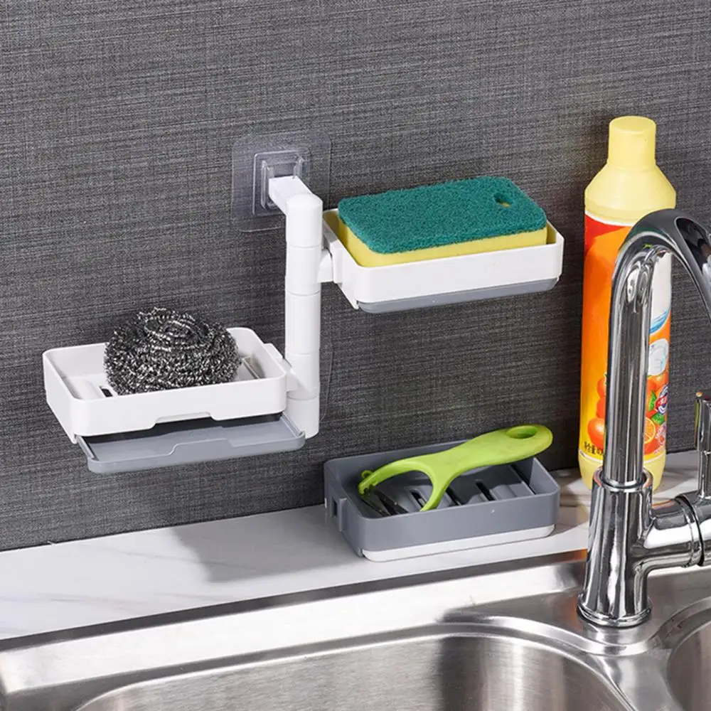 

Soap Storage Box Rack Rotatable Removable Punch Free Wall-mounted Draining Water