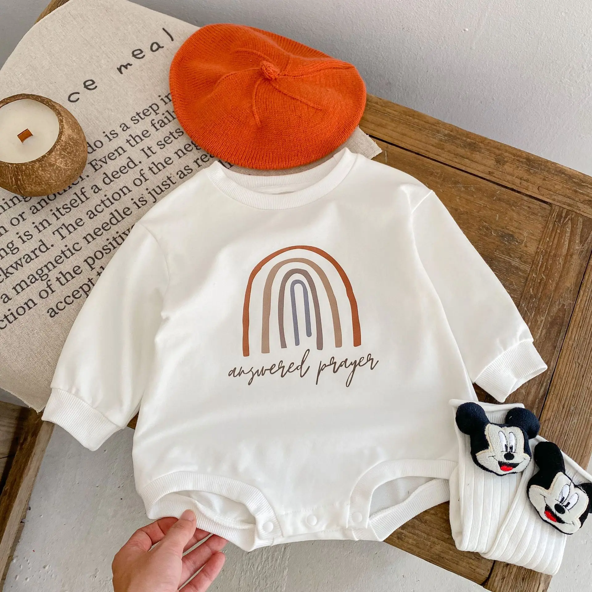 

Autumn Newborn Kids Baby Boys Girls Clothes Rompers Infant Kids Baby Boys Girls Long Sleeve Rainbow Printing Rompers