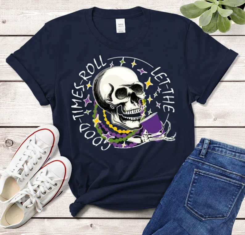 

Mardi Gras Skull Shirt, Mardi Gras Mardi Gras Skeleton Skeleton Mardi Short Sleeve Top Tees O Neck 100%cctton y2k Drop Shipping