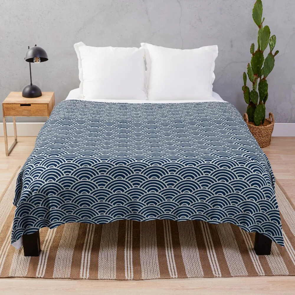 

Seigaiha // Japanese Collection Throw Blanket giant sofa knit blanket Sofa blanket sleeping bag blanket