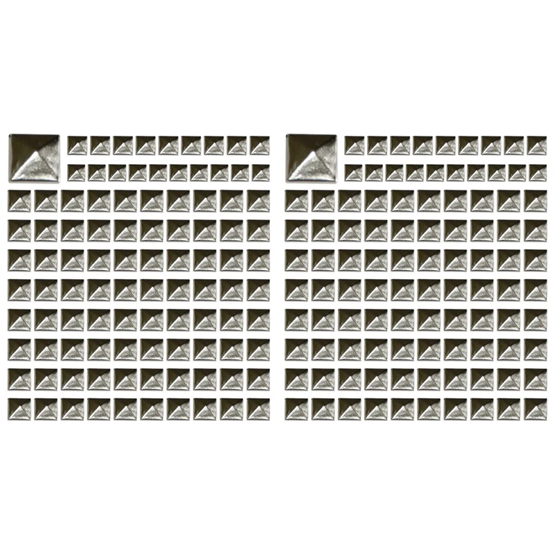 

200Pc Hotfix Iron On, 7Mm Flat Back Silver Pyramid Studs - 1/4 Inch Flatback Glue On Studs