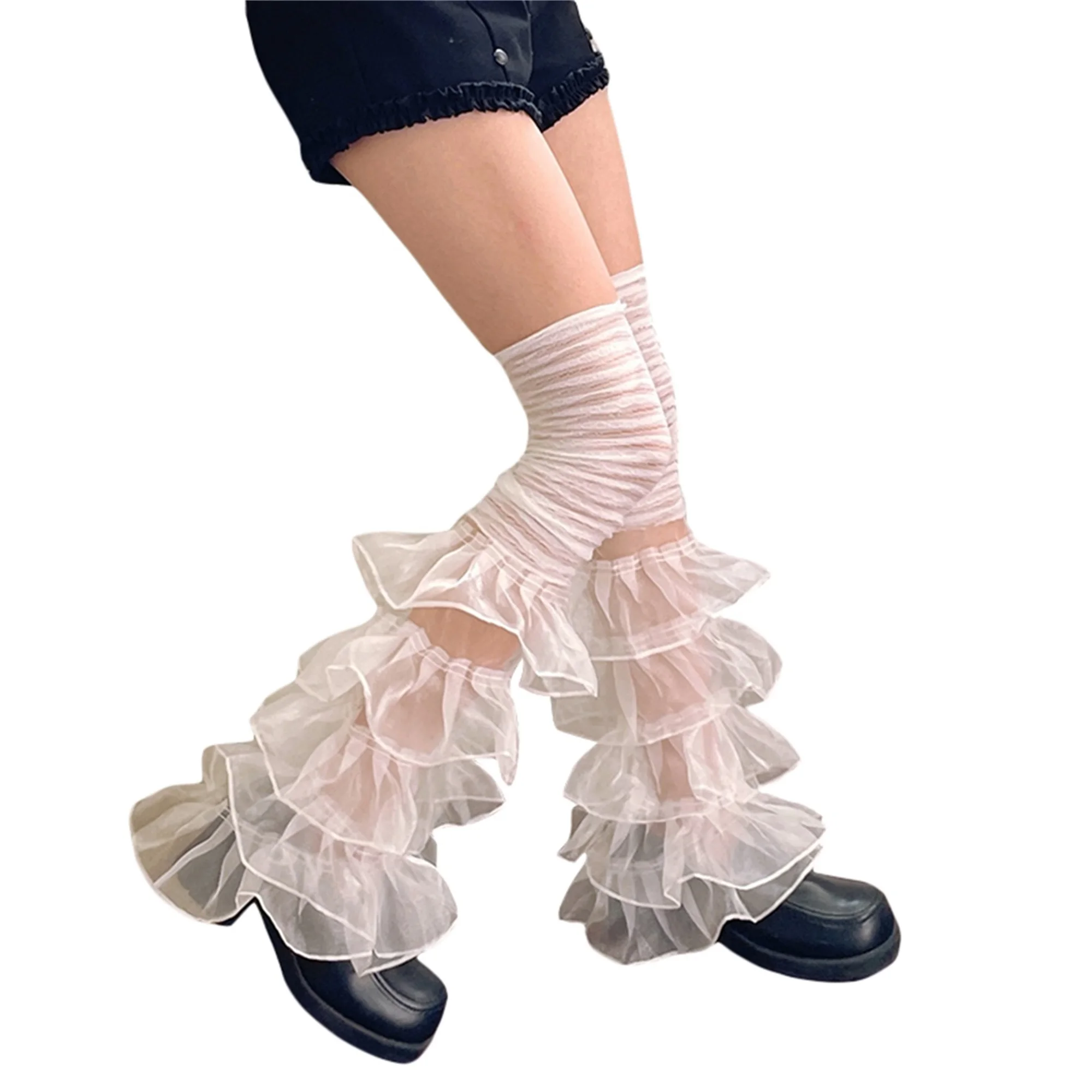 

Women s Vintage Floral Lace Thigh High Socks with Ruffle Trim - Elegant Sheer Silk Stockings for Ladies and Girls