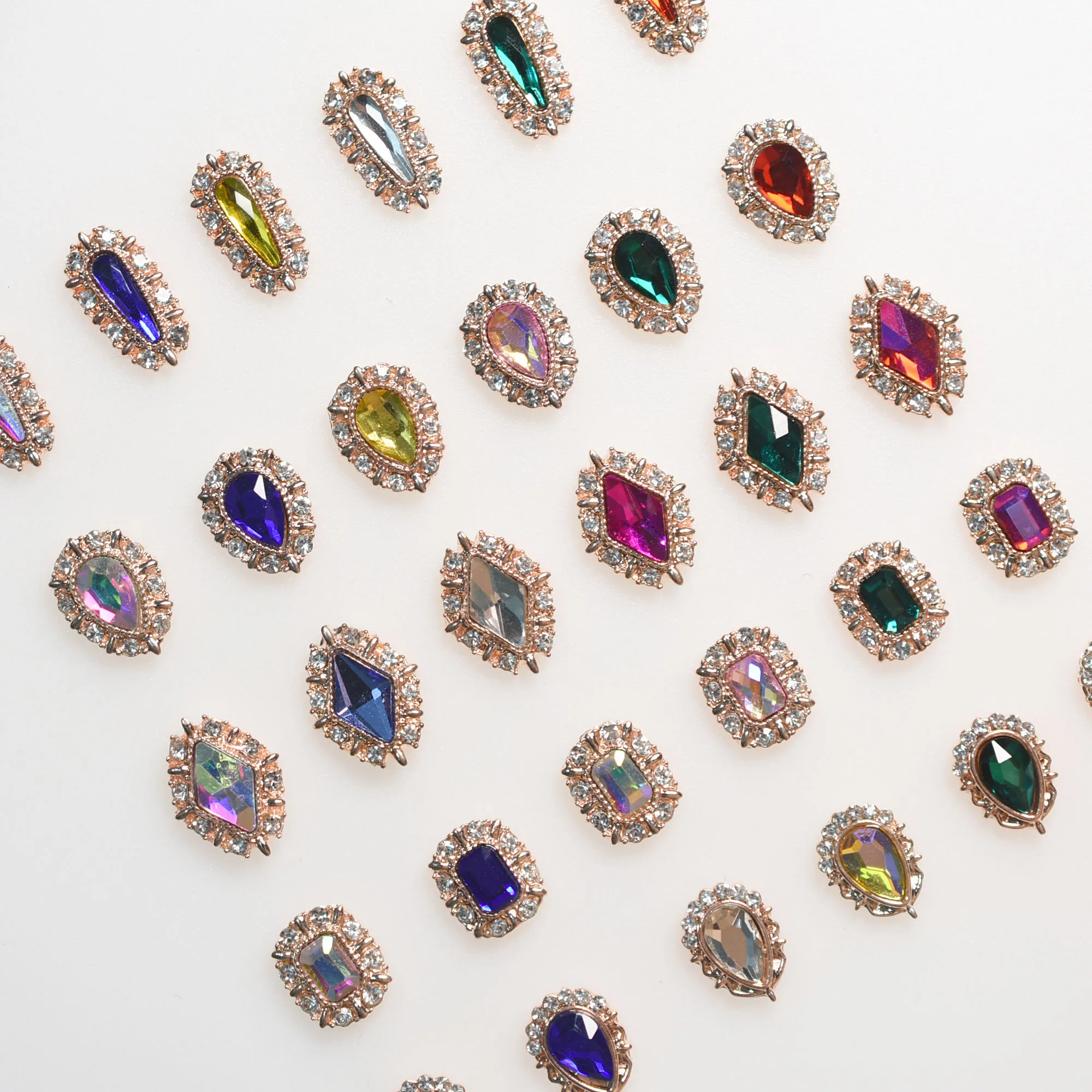 10PCs Mixed Rose Gold 3D luxury Alloy Rhinestones Nail Art Charms Zircon Diamond Crystal DIY Jewelry Gems Korea New Arrival 2023
