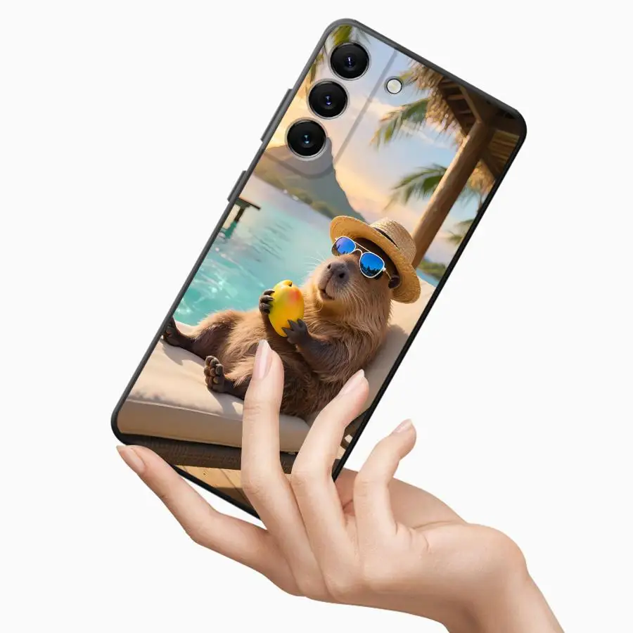 Чехол для телефона Samsung Galaxy A57 A24 A73 A51 A55 A25 A26 A23 A53 A37 A22 A32 A72 A52 A36 A35 A71 с изображением капибары для отпуска (art.: 3920d9937f2a6) - 3920d9937f2a6